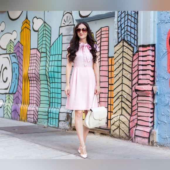 J. Crew Tie-neck dress in 365 crepe, Pink, Size: TALL 4. - Picture 2 of 4
